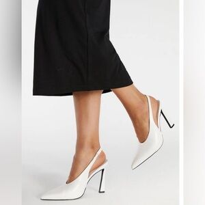 Shoe Dazzle White Pointed Slingback Stiletto Heels
